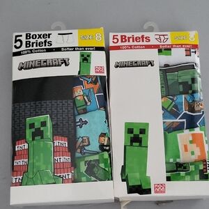 Minecraft Kids' Green Boxer Briefs / Briefs - Bundle 2 Pack of 5 Each Size 8